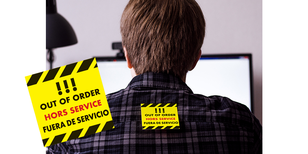 OUT OF ORDER STICKER!